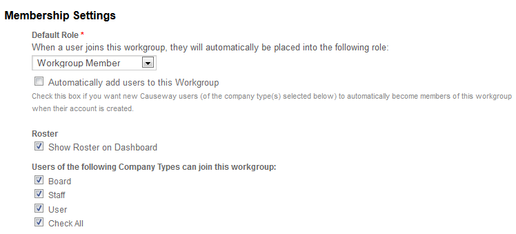 Screenshot of add workgroup page